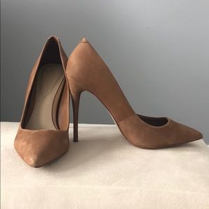 Tan suede stiletto heels